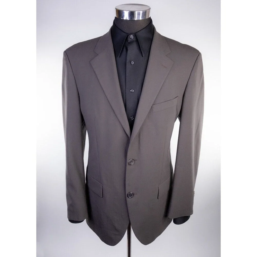 Hugo Boss 2-Pcs Solid Brown 2-Button Wool Suit Blazer Jacket Sz 40R Pants 36X31